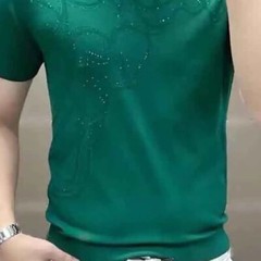 New Fashion Trend Abstract Hot Diamonds Rhinestones Summer Luxury Men T-Shirt