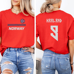 Haaland #9 Star Player Flag Tribute Graphic Tee, Football World USA shirt