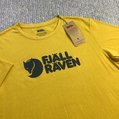 Fjallraven Mens Logo T-shirt Ochre Yellow Organic Cotton Blend Size XL NWT