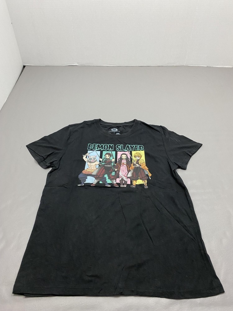 Demon Slayer Shirt Mens Small Black Anime Graphic Crewneck Tagless Tanjiro