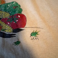 VTG 90s Jerzees Thanksgiving Cornucopia Shirt Large Tan Graphic Tee Mens USA