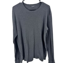 Vince Mens Charcoal Grey 100% Cotton Ribbed Long Sleeve Crew Neck Shirt Large