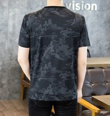 Men’s Ice Silk Cooling T-Shirt Summer Print Casual Short Sleeve O-Neck Top