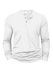 Men Long Sleeve Breathable Henley Button Tee Quick Dry Slim Fit Casual Top Gift