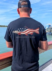 America 250th Fishing Shirt Patriotic Trout USA Flag Fisherman Tee