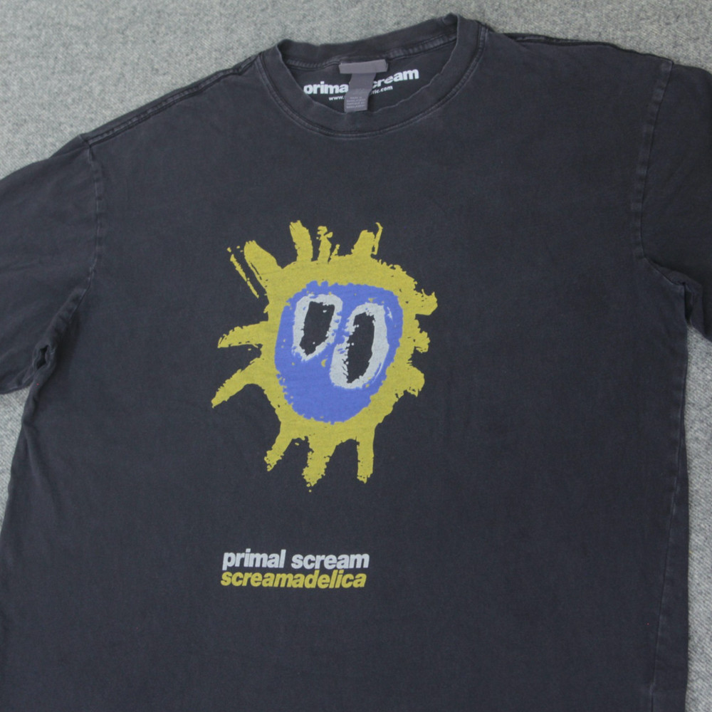 H&M Primal Scream T Shirt M Screamadelica Album Tracklist Merch Rock Band Tee