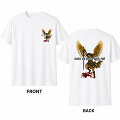 Make No Peace With Evil Angel Warrior Graphic White T-Shirt