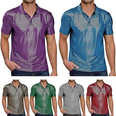Mens Shirt Party Blouse Button Tops T-shirt Costume Stage Performance Festival