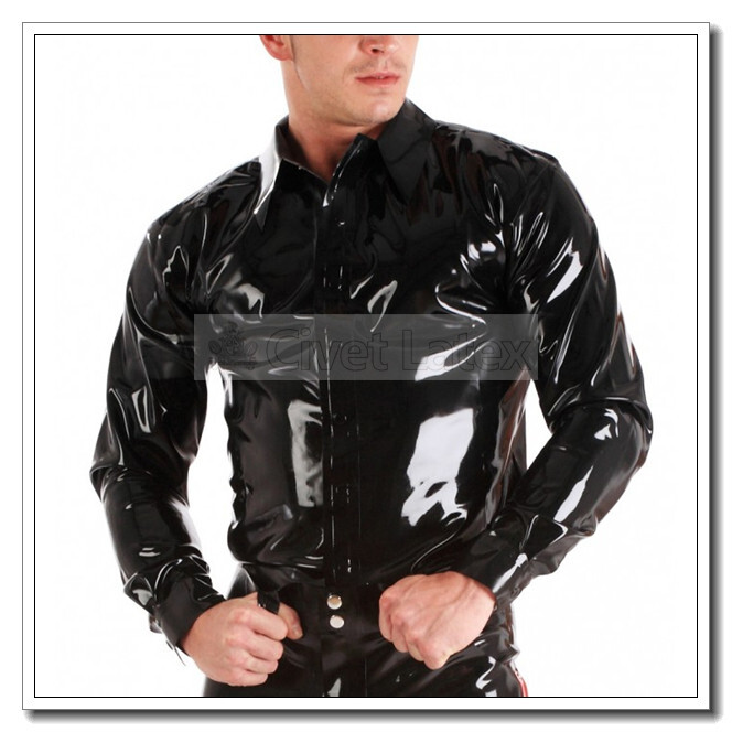 Latex Shirts Men’s Long Sleeves Top Club Wear Cosplay Classic Customize 0.4mm