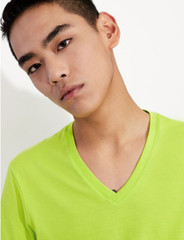 Armani Exhange Short-Sleeved Pure Pima Cotton Jersey V-Neck Neon Green[M]