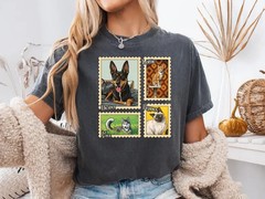 Custom Pet Portrait Stamp Comfort Tee Personalized Dog Cat Photo