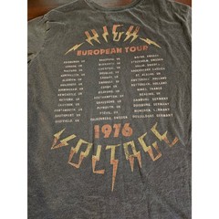 AC/DC Graphic T-Shirt Mens Large Gray High Voltage 1976 European Tour Band Tee