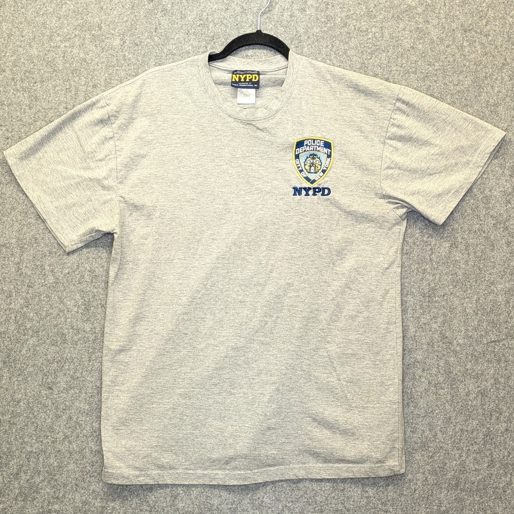 NYPD Police Department Men’s Large T-Shirt New York City Gray Embroidered 2006
