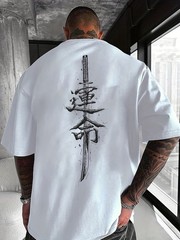 Japanese Katana Sword Calligraphy Tee – Edgy Samurai Streetwear Shirt