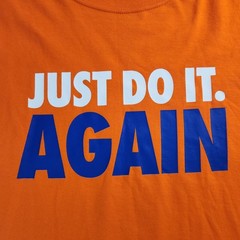 Nike Just Do It Again Men’s XL Orange Long Sleeve Cotton T-Shirt Ribbed Cuffs