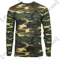 Woodland Camo Long Sleeved T-Shirt – 100% Cotton Army Military Top All Sizes New