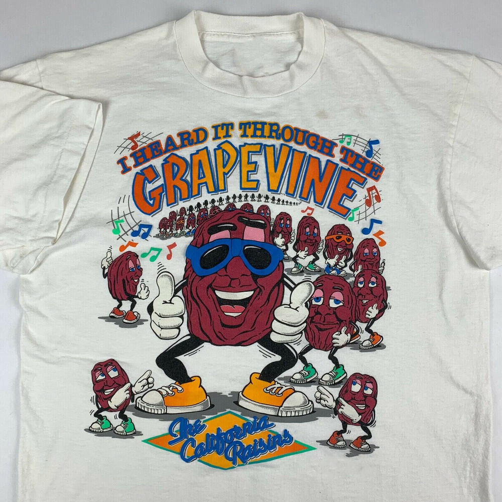 Vintage The California Raisins Men T-shirt White Cotton Tee All Size S-5XL