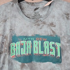 MOUNTAIN DEW BAJA BLAST Shirt Mens 2XL XXL Blue TIE DYE CASUAL Faded Gamer NWT
