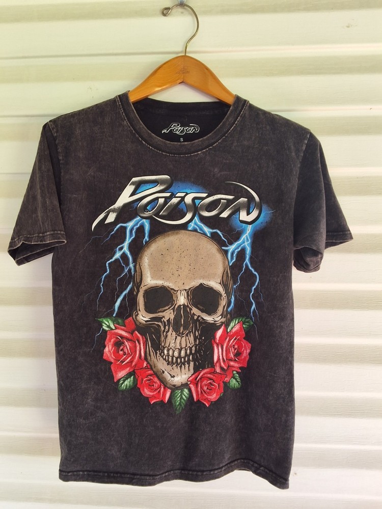 Poison Rock & Roll Heavy Metal Band Skull T-Shirt, 100% Cotton Size Small