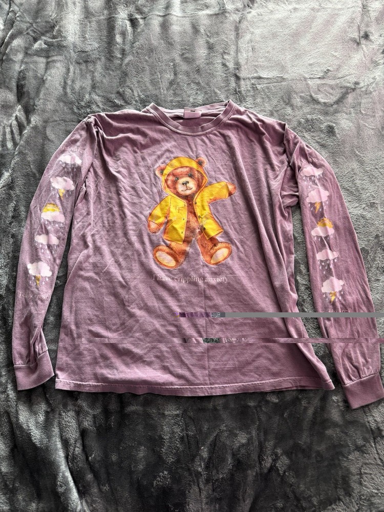 Teddy Fresh Shirt Mens XL Purple Long Sleeve Crippling Anxiety