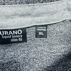 Murano Liquid Luxury Mens Slim Fit Gray V-neck Johnny Collar Shirt XL Business