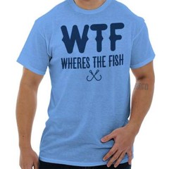 WTF Wheres The Fish Fishing Hobby Angler Gift Mens Casual Crewneck T Shirts Tees