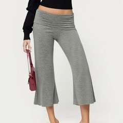 Gaucho Pants for Women Fold Over Flowy Low Rise Wide Leg Capri Pants Casual S…