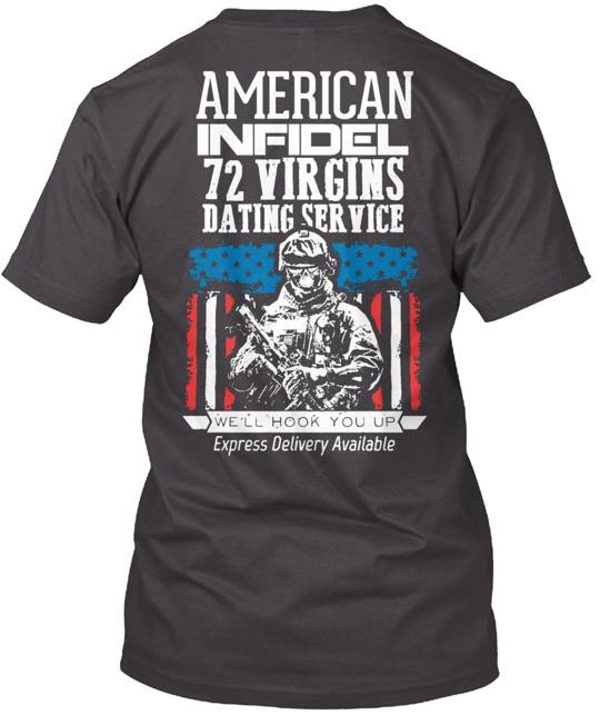 AMERICAN INFIDEL DATING SERVICE Tee T-Shirt Made in the USA Size S to 5XL