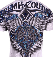 Xtreme Couture by Affliction Men’s T-Shirt LAST BLOW White Biker Wings MMA