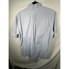 Stafford Mens Dress Shirt 17 Blue Short Sleeve Wrinkle Free Broadcloth Work