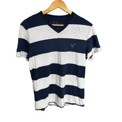American Eagle Mens V-Neck T-Shirt Bundle 2PK Striped Athletic Fit Blue Multi M