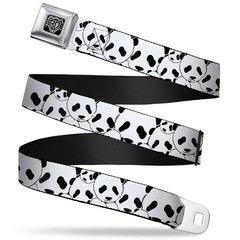 Seatbelt Belt – Panda Bear Stacked – 1.5″ Wide – 24-38 Inches in Length