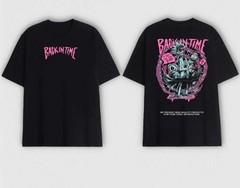 Back In Time Graphic T-Shirt Black Unisex Cotton Streetwear Oversized Tee