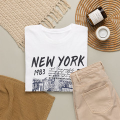 New York 1983 District 212 City Skyline Graphic T-Shirt