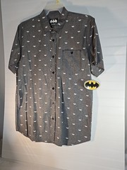 mens batman logo button up shirt