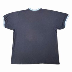 Vintage 90s Nike Embroidered Swoosh Logo Ringer T-Shirt Mens Large two Tone Blue
