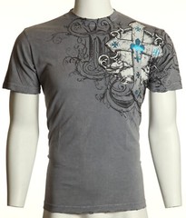 ARCHAIC by AFFLICTION Silver ARMY ANT Short Sleeve Slim Fit Y2K T-shirt NWT