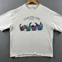 Vintage Crazy Shirts Feline Fitness Center Shirt Mens Large Cartoon Cats Hawaii