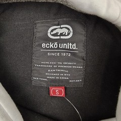 Ecko Unltd Hooded Shirt Mens Small Grey Marled Rhino Graphic Tee Colorblock New