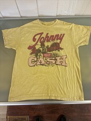 Johnny Cash Nashville Tennessee Cowboy Western T Shirt Adult L Yellow Tee