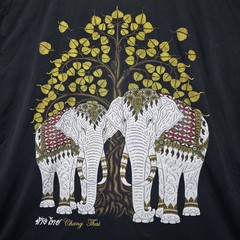 Thailand Elephant T-Shirt Men’s XL Black Chang Thai Gold Bodhi Tree Souvenir Tee