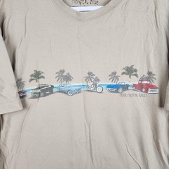 Fear Factor Rally Shirt Mens XL Tan Classic Trucks Cars Palm Trees Beach Chpooer