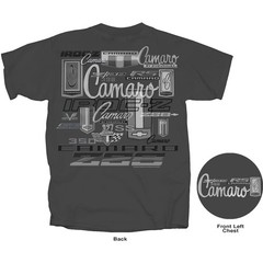 Joe Blow Ts Chevy Camaro All Over Logos Men’s Gray T-Shirt RS SS 396 Z28 Emblems