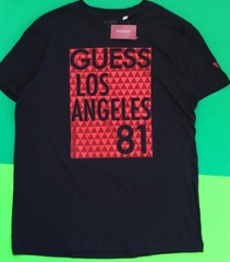 GUESS Los Angeles Men’s Short Sleeve T-Shirt Size MEDIUM Black w/ Red Cotton NEW