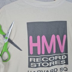 Vntg HMV Boston Shirt Mens Large White Harvard Square Record Store Single Stitch