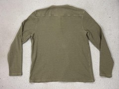 AllSaints Henley Shirt Mens XL Green Waffle Knit Long Sleeve Regular Fit