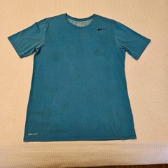Nike (The) Tee Athletic Cut Men’s Sz L Short Sleeve Teal Color Cotton/Polyster