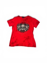 Black Label Affliction Skulls X-Large Shirt Red Tie-Dye