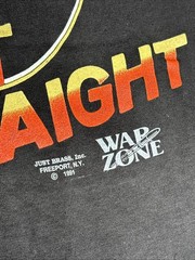 Vintage T Shirt Gun Control 1991 Just Brass Inc. SHOOT STRAIGHT WAR ZONE. Size L