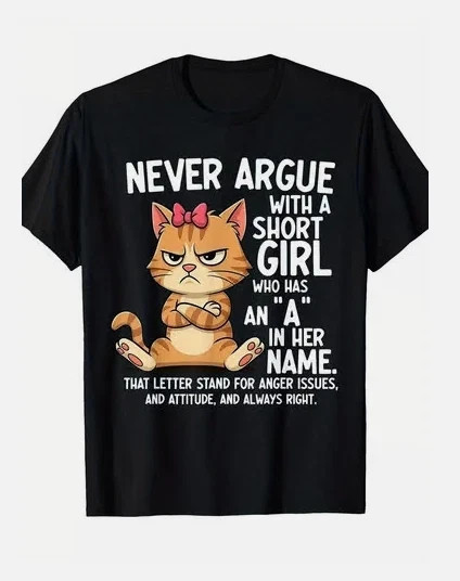 Funny Cat Heavy Cotton Black T Shirt JJ06